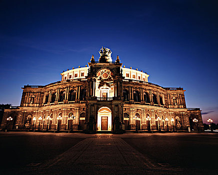 德国,萨克森,德累斯顿,塞帕歌剧院,剧院,黄昏,大幅,尺寸