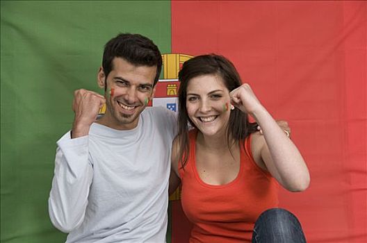 伴侣,微笑,葡萄牙人,旗帜
