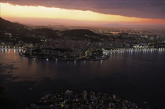 航拍,里约热内卢,黄昏,巴西