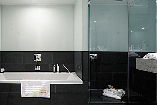 浴室,淋浴,小间,木碳,灰色,贴砖