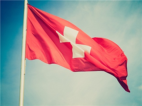 复古,看,旗帜,瑞士