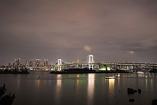 城市,彩虹桥,东京湾,夜晚,东京,日本