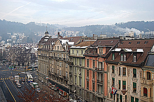 瑞士卢塞恩,又名琉森,的古老建筑或街巷