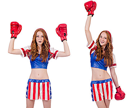 女人,拳击手,制服,美国,象征