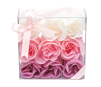 布,玫瑰,透明,礼物,盒子