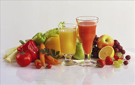 水果,蔬菜汁,玻璃杯,新鲜,蔬菜