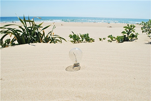 灯泡,沙滩,全球变暖