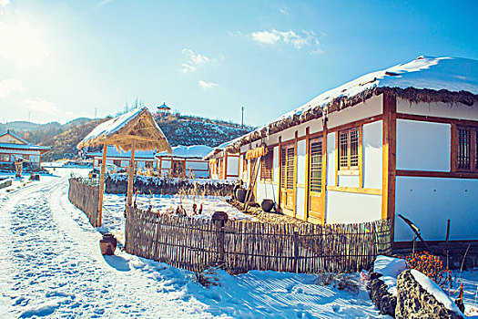 延边朝鲜自治州朝鲜族雪景