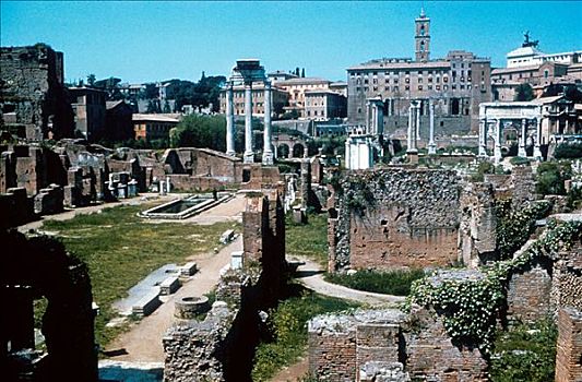遗址,罗马,房子,左边,艺术家,未知