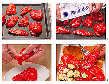 红椒,去皮,焗烤蔬菜