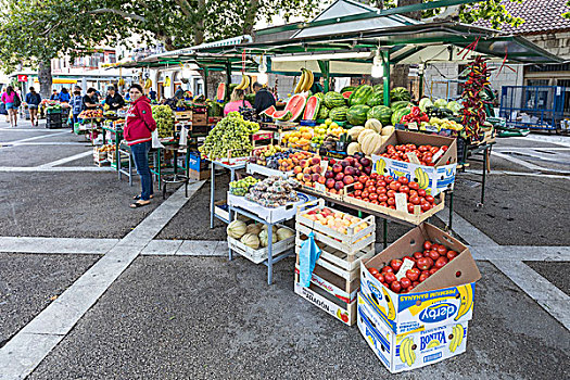 果蔬,市场货摊,街道,达尔马提亚,亚得里亚海,海岸,克罗地亚