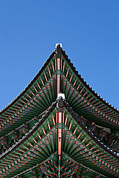 仰视,角,塔,屋顶,韩国,首尔