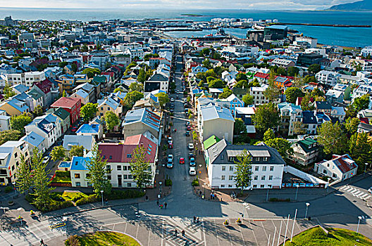 冰岛,雷克雅未克,城市,上面,塔