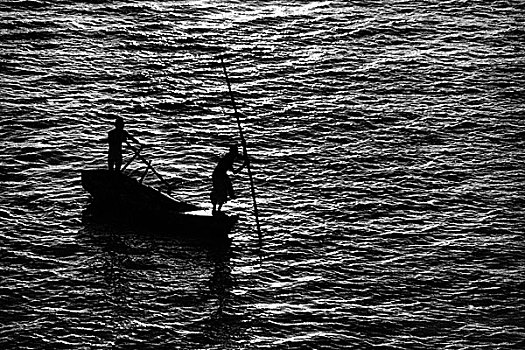 渔民,河,孟加拉