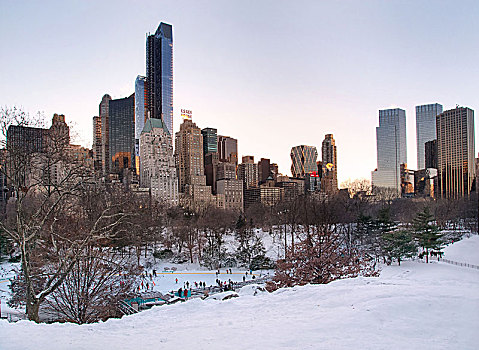 冬天,雪,曼哈顿,纽约,美国