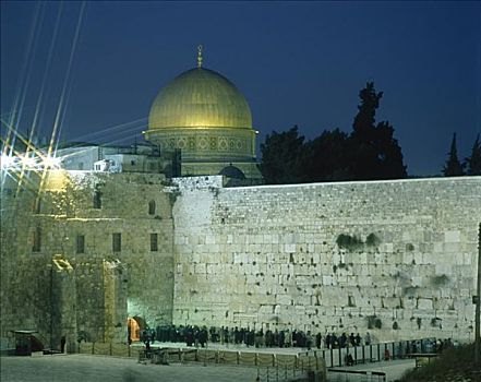 哭墙,圆顶清真寺,犹太区,耶路撒冷,以色列