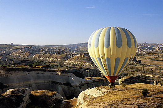 土耳其,卡帕多西亚,航拍,岩石构造,热气球
