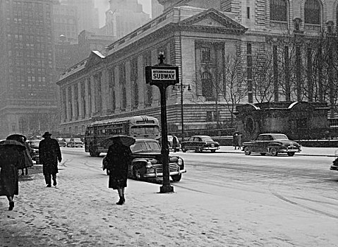 美国,纽约,街道,冬天