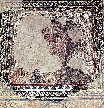 特写,镶嵌图案,女人,肖像,罗马时期,黎凡特地区,二世纪,广告