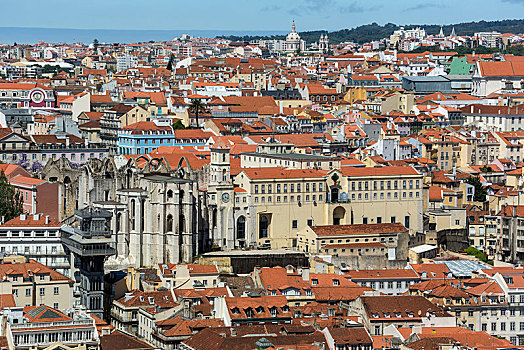 风景,城堡,俯视,历史名城,中心,里斯本,历史,地区,葡萄牙,欧洲