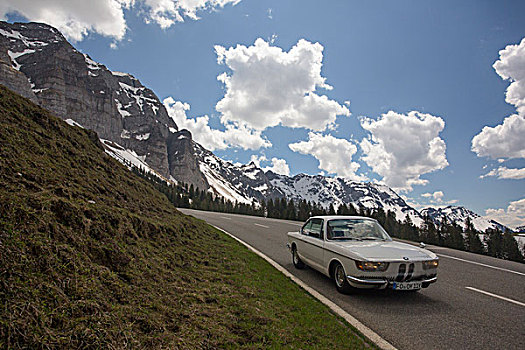 古典,汽车,旅游,阿尔卑斯山