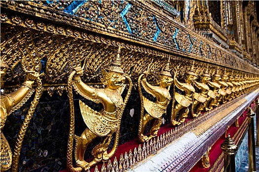 玉佛寺,金色,装饰,小雕像,寺院,曼谷,泰国
