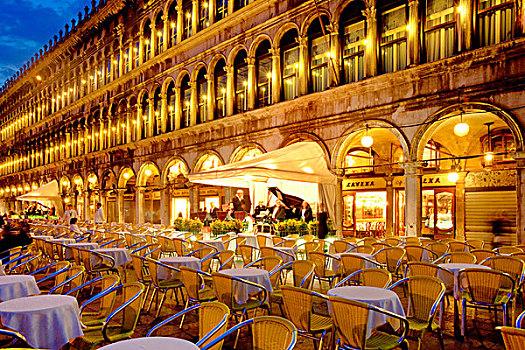 空,桌子,椅子,街边咖啡厅,广场,威尼斯,威尼托,意大利