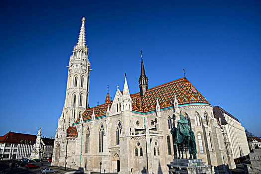 匈牙利,布达佩斯,城堡,山,马提亚斯教堂,靠近,棱堡