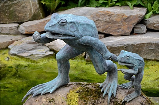 雕塑,青蛙,花园