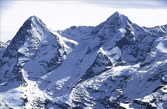 山峰,雪,冬天,艾格尔峰,伯恩高地,瑞士,欧洲