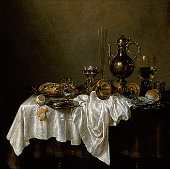 早餐,龙虾,荷兰,绘画,17世纪,艺术家