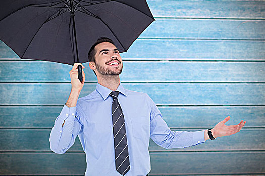 高兴,商务人士,遮蔽,黑色,伞