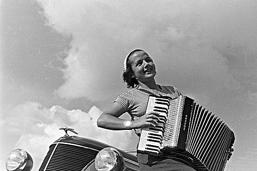 年轻,女人,德国,美女,演奏,口琴,20世纪30年代