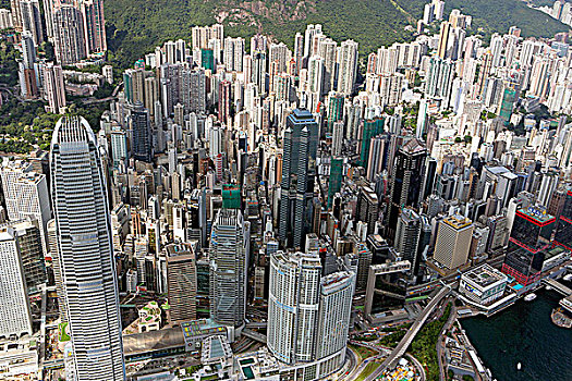航拍,俯视,中心,香港