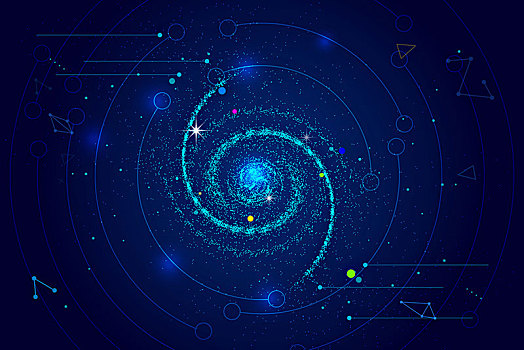 点线链接,粒子漩涡构成宇宙星空抽象矢量背景,点线连接抽象的科技背景