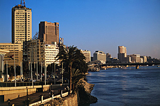 埃及,开罗,晚霞,写字楼,滨海路,尼罗河,大幅,尺寸