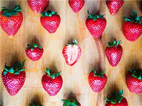 一个,草莓,图案,木板,差别
