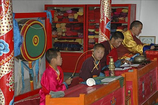 祈祷,僧侣,新信徒,寺院,蒙古,亚洲