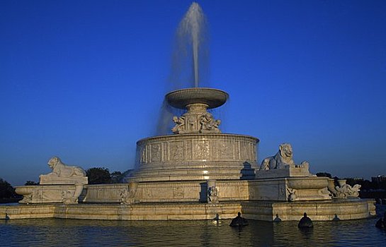 喷泉,公园,纪念,岛,底特律,密歇根,美国