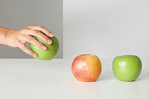 手,挑选,向上,苹果,两个,坐,排列,局部,风景