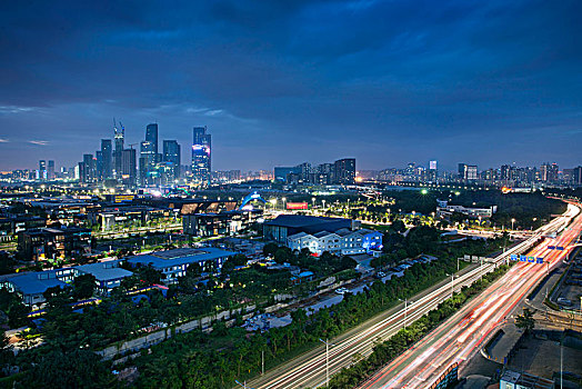 中国广东深圳前海自贸区都市夜景