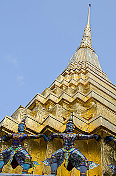 泰国,曼谷,大皇宫,平台,纪念碑,神话,生物,守卫