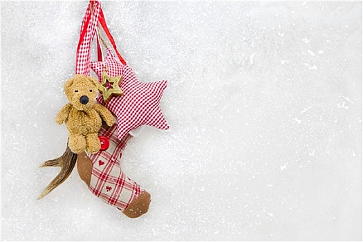 冬季装饰,雪,背景,红色,方格,星,泰迪熊
