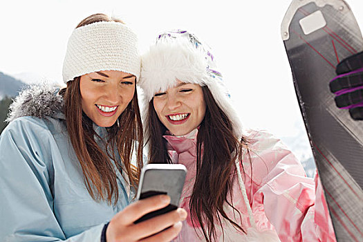 女人,滑雪,发短信,手机