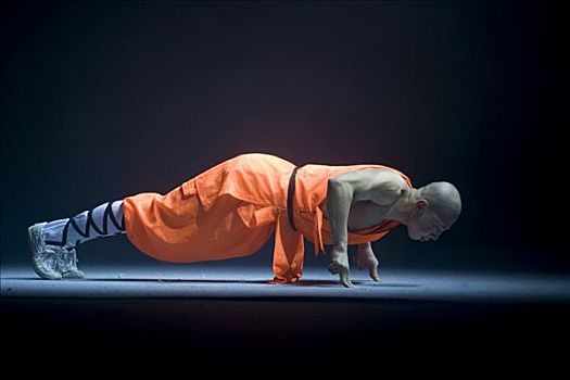 俯卧撑,两个,手指,少林,僧侣,展示,2009年,柏林,德国