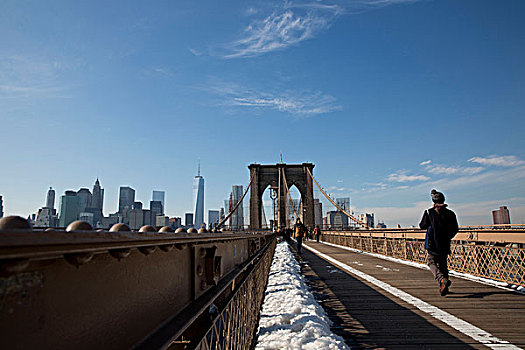 风景,天际线,曼哈顿,布鲁克林大桥,纽约