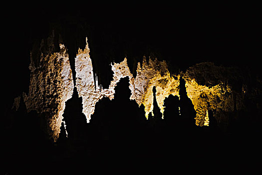 剪影,钟乳石,石笋,卡尔斯巴德洞穴国家公园,世界遗产,靠近,阿拉莫戈多,新墨西哥