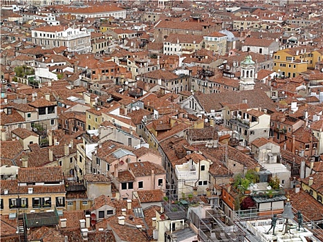 俯视,威尼斯,屋顶