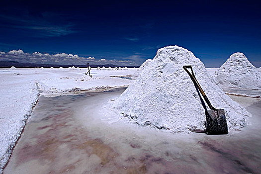 盐,开采,盐湖,乌尤尼,玻利维亚,南美