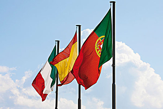 旗帜,旗杆,意大利,西班牙,葡萄牙